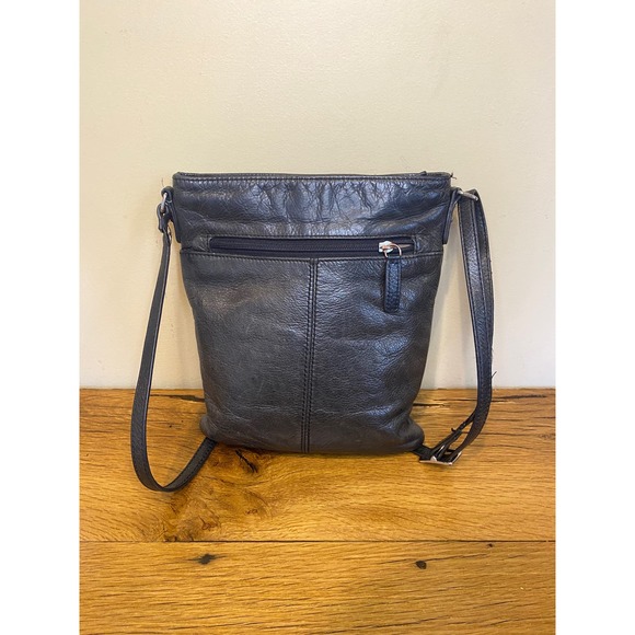 Margot Dark Charcoal Grey Genuine Leather Cross Body Bag Purse - Picture 2 of 3